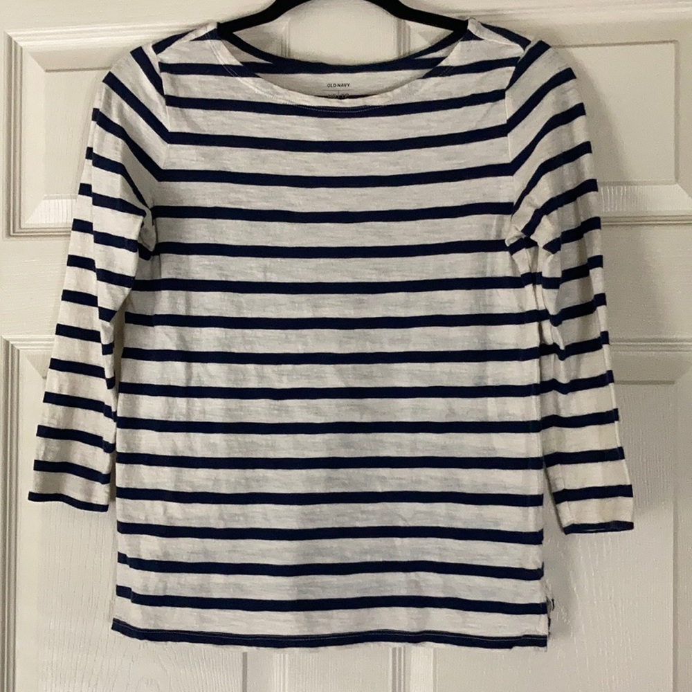 Old Navy-Navy/White Striped Shirt